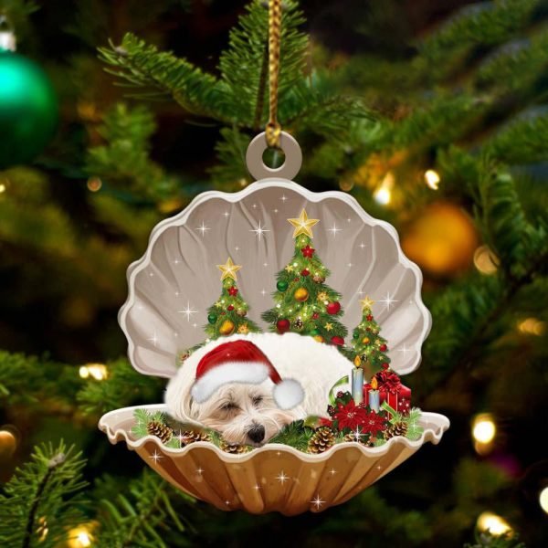 Cute Maltese Sleeping In Pearl Dog Christmas Ornament Flat ,Christmas Shape Ornament, Happy Christmas Ornament