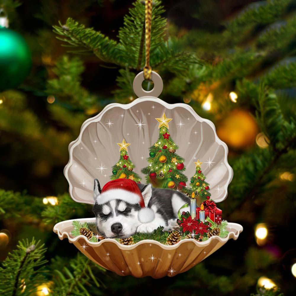 Cute Siberian Husky Sleeping In Pearl Dog Christmas Ornament Flat ,Christmas Shape Ornament, Happy Christmas Ornament Cute Siberian Husky Sleeping In Pearl Dog Christmas Ornament Flat ,Christmas Shape Ornament, Happy Christmas Ornament