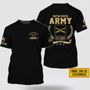 Cutsom Name Rank United States Army Cavalry EST Army 1775  All Over Print 3D T Shirt – Gift For Military Personnel