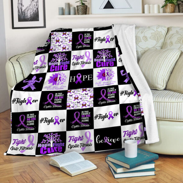 Cystic Fibrosis Pattern Caro Fleece Throw Blanket – Sherpa Fleece Blanket – Weighted Blanket To Sleep