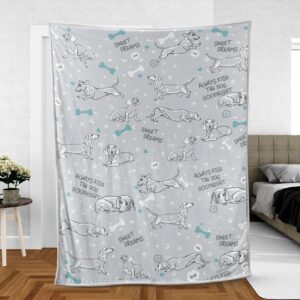 Dachshund Sleepy  Fleece Throw Blanket - Pendleton Sherpa Fleece Blanket - Gifts For Dog Lover