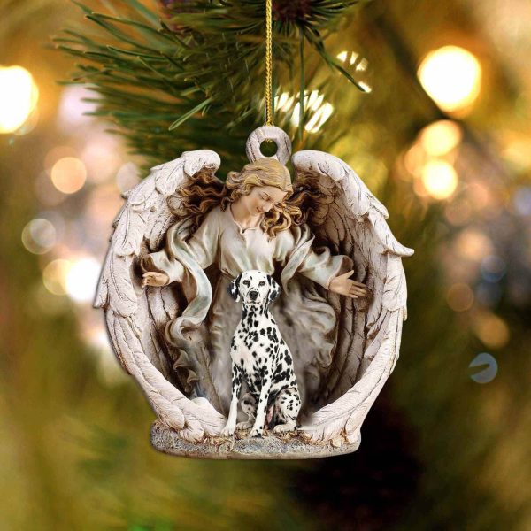 Dalmatian-Angel Hug Winter Love Two Sided Christmas Plastic Hanging Ornament – 2022 Christmas Ornament