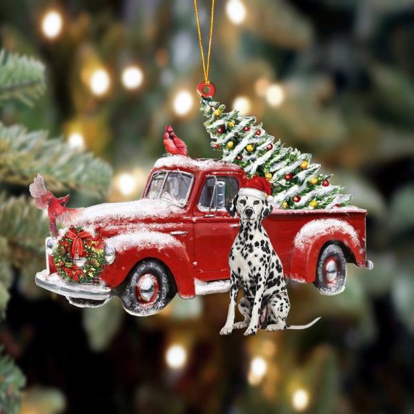 Dalmatian-Cardinal & Truck Two Sided Christmas Plastic Hanging Ornament – Dog Memorial Gift