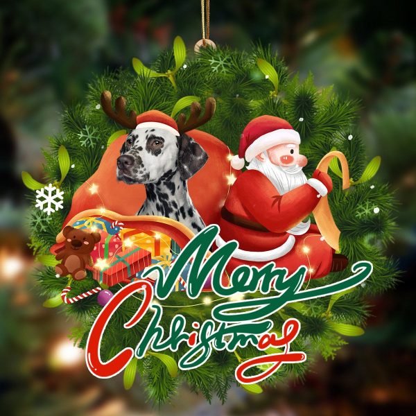 Dalmatian Santa & Dog Hanging Christmas Plastic Hanging Ornament – 2022 Christmas Ornament