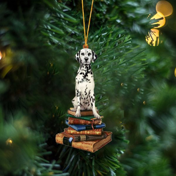 Dalmatian Sit On The Book Two Sides Christmas Plastic Hanging Ornament – 2022 Christmas Ornament