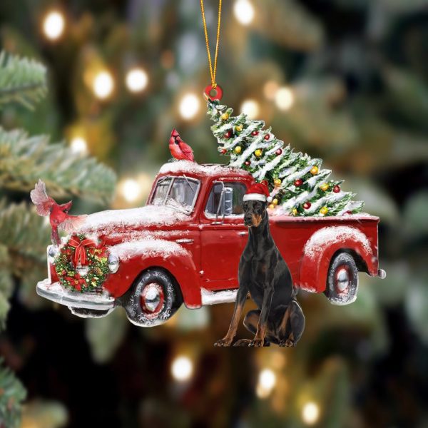 Doberman-Cardinal & Truck Two Sided Christmas Plastic Hanging Ornament – 2022 Christmas Ornament