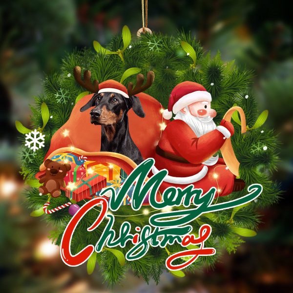 Doberman-Santa & Dog Hanging Christmas Plastic Hanging Ornament – Christmas Decor