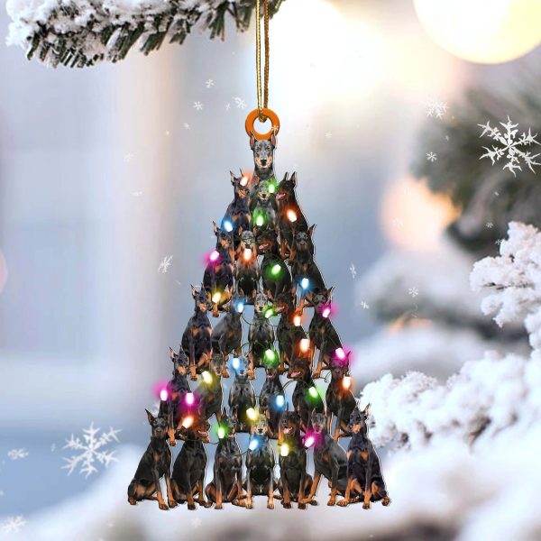 Doberman Pinscher Lovely Tree Gift For Doberman Pinscher Lover Gift For Dog Lover Christmas Plastic Hanging Ornament