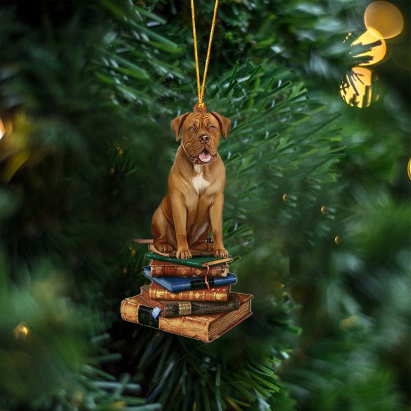 Dogue De Bordeaux-Sit On The Book Two Sides Christmas Plastic Hanging Ornament – Gifts For Dog Lovers