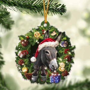 Donkey With Santa Hat Christmas Ornaments – Car Ornament – Best Xmas Gifts