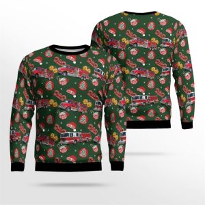 Dorothy, NJ, Dorothy Volunteer Fire Department Christmas Ugly Sweater 3D – Gifts For Firefighters In Dorothy, NJ