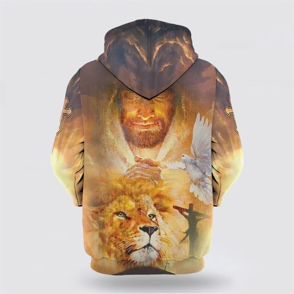 Dove Jesus Lion Face All Over Print Hoodie Shirt – Gifts For Christian Families