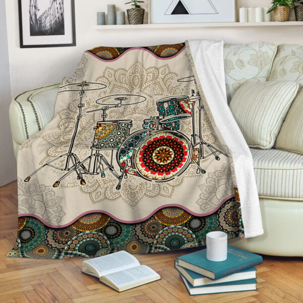 Drum Vintage Mandala Music Bed Blankets – Fleece Throw Blanket – Best Weighted Blanket For Adults