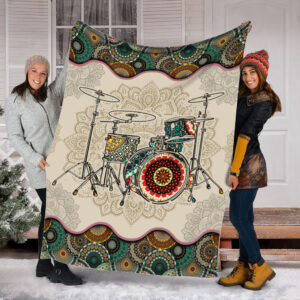 Drum Vintage Mandala Music Bed Blankets - Fleece Throw Blanket - Best Weighted Blanket For Adults