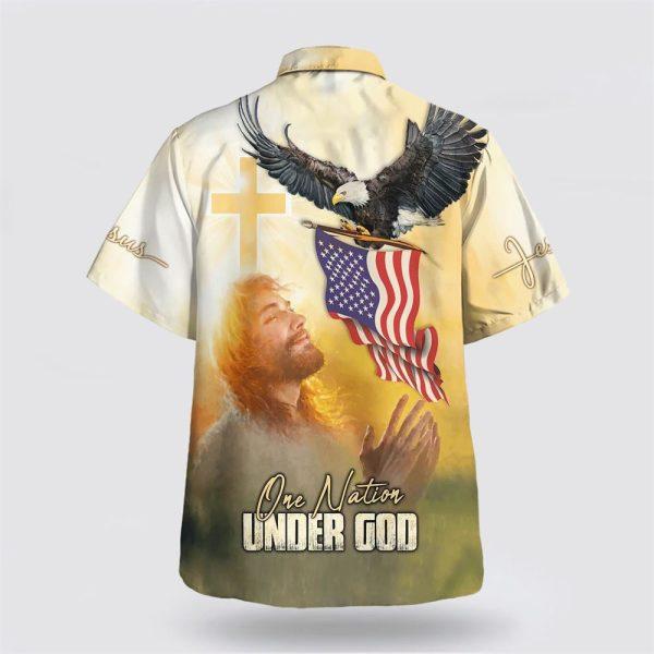 Eagle Jesus America One Nation Under God Hawaiian Shirt – Gifts For Christians