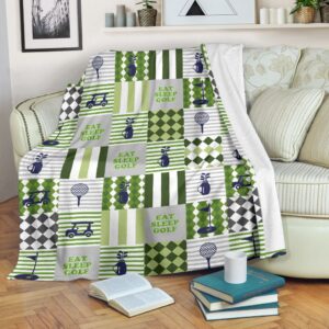Eat Sleep Golf Patterns Fleece Throw Blanket - Throw Blankets For Couch - Soft And Cozy Blanket