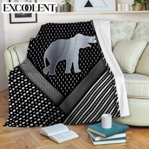 Elephant Abstract Silver Fleece Throw Blanket –…