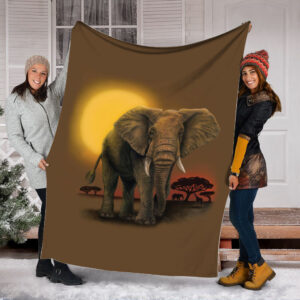 Elephant African Fleece Throw Blanket – Throw…