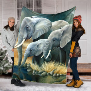 Elephant Animal Painting Fleece Throw Blanket –…