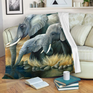 Elephant Animal Painting Fleece Throw Blanket - Throw Blankets For Couch - Best Blanket For All Seasons