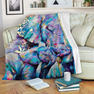 Elephant Art Original Paintings Fleece Throw Blanket…