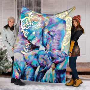 Elephant Art Original Paintings Fleece Throw Blanket - Soft And Cozy Blanket - Best Weighted Blanket For Adults