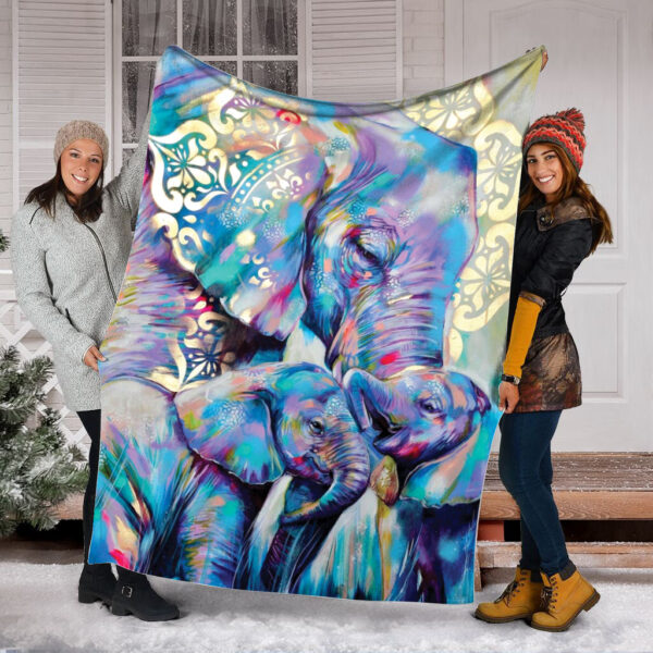 Elephant Art Original Paintings Fleece Throw Blanket – Soft And Cozy Blanket – Best Weighted Blanket For Adults