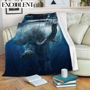 Elephant Beautiful Swimming Fleece Throw Blanket –…
