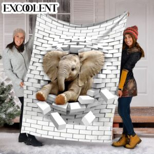 Elephant Broken Brick Fleece Throw Blanket - Soft And Cozy Blanket - Best Weighted Blanket For Adults