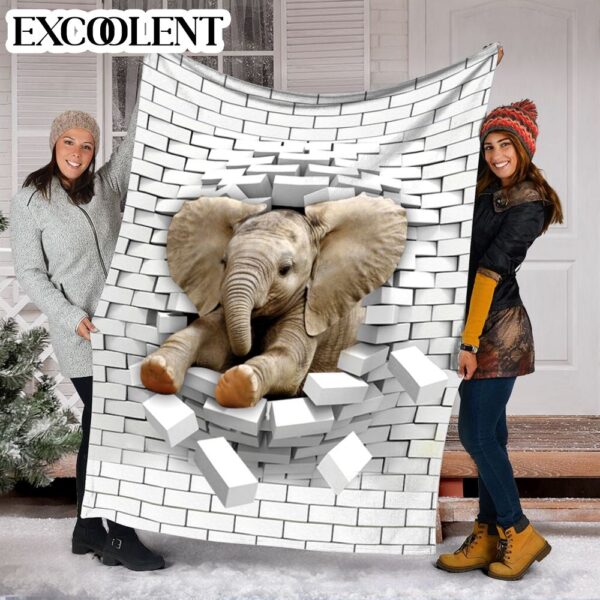 Elephant Broken Brick Fleece Throw Blanket – Soft And Cozy Blanket – Best Weighted Blanket For Adults