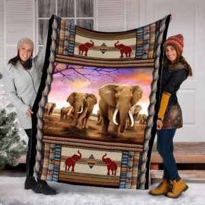 Elephant Burlap Fabric Create Fleece Throw Blanket - Soft And Cozy Blanket - Best Weighted Blanket For Adults
