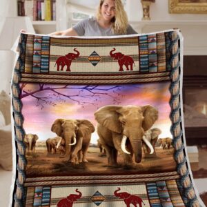 Elephant Burlap Fabric Create Fleece Throw Blanket - Soft And Cozy Blanket - Best Weighted Blanket For Adults