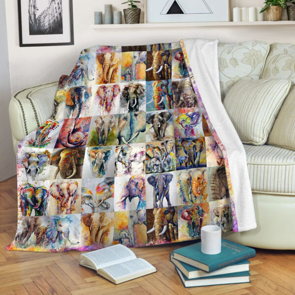 Elephant Caro Watercolor Fleece Throw Blanket – Throw Blankets For Couch – Best Blanket For All Seasons