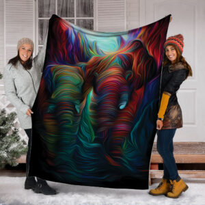 Elephant Digital Painting Fleece Throw Blanket –…