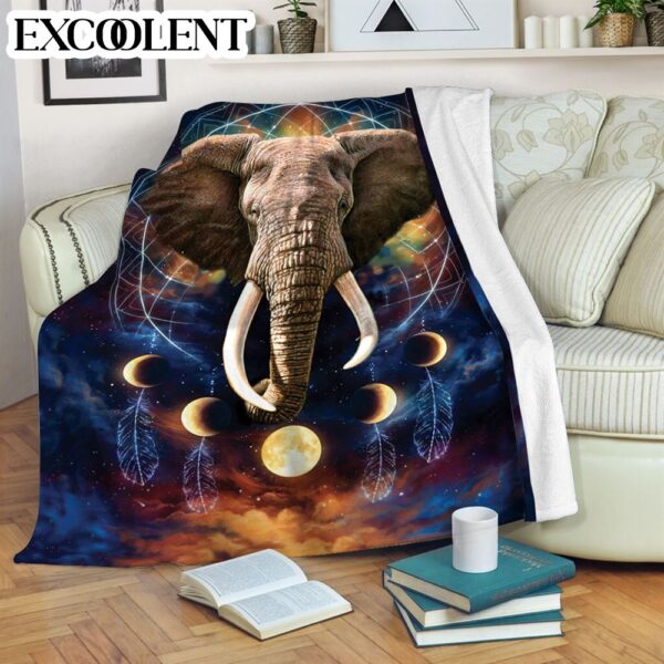 Elephant Dreamcatcher Moon Fleece Throw Blanket – Soft And Cozy Blanket – Best Weighted Blanket For Adults