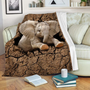 Elephant Dry Soil Crack Hole Fleece Throw Blanket - Soft And Cozy Blanket - Best Weighted Blanket For Adults