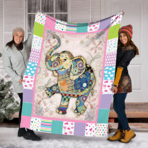 Elephant Embossed Patchwork Design Fleece Throw Blanket…