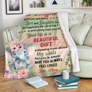 Elephant Flower Beautiful Gift Fleece Throw Blanket…