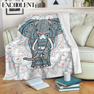 Elephant Flower Coloring Fleece Throw Blanket –…