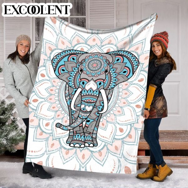 Elephant Flower Coloring Fleece Throw Blanket – Soft And Cozy Blanket – Best Weighted Blanket For Adults