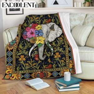 Elephant Flower Fleece Throw Blanket – Soft…