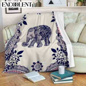 Elephant Flower Leaf Fleece Throw Blanket –…