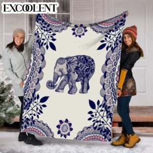 Elephant Flower Leaf Fleece Throw Blanket - Soft And Cozy Blanket - Best Weighted Blanket For Adults