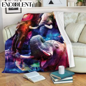Elephant Galaxy Magic Art Fleece Throw Blanket…