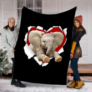 Elephant Heart Tear Fleece Throw Blanket –…