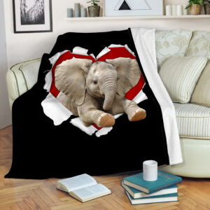 Elephant Heart Tear Fleece Throw Blanket - Throw Blankets For Couch - Best Blanket For All Seasons