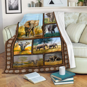 Elephant In The Meadow Art Fleece Throw Blanket - Throw Blankets For Couch - Best Blanket For All Seasons