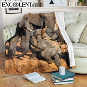 Elephant Indian Family Fleece Throw Blanket –…