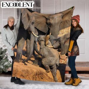 Elephant Indian Family Fleece Throw Blanket - Soft And Cozy Blanket - Best Weighted Blanket For Adults