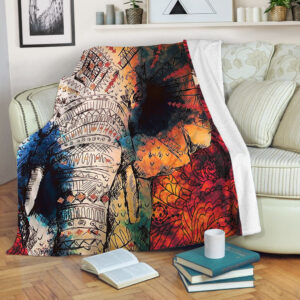 Elephant Indian Sketched Art Fleece Throw Blanket - Throw Blankets For Couch - Best Blanket For All Seasons